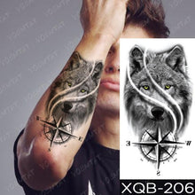 将图片加载到图库查看器,Elegant Black Waterproof Temporary Tattoo Sticker Lion Tiger Bear Flash Tattoos Leopard Wolf Colorful Big Tattoo Stickers For Mens Womens