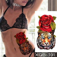 将图片加载到图库查看器,Elegant Black Waterproof Temporary Tattoo Sticker Lion Tiger Bear Flash Tattoos Leopard Wolf Colorful Big Tattoo Stickers For Mens Womens