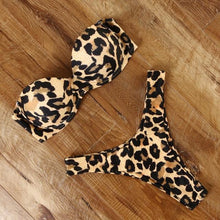 将图片加载到图库查看器,Animal Print Leopard Bikini Push Up Swimsuit Women Bikini Set Bathing Suit Bandeau Beach Wear Swimwear Women Casual Leopard Printed Triangle High Waist Two Piece Bikini Sets