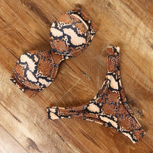 将图片加载到图库查看器,Animal Print Leopard Bikini Push Up Swimsuit Women Bikini Set Bathing Suit Bandeau Beach Wear Swimwear Women Casual Leopard Printed Triangle High Waist Two Piece Bikini Sets