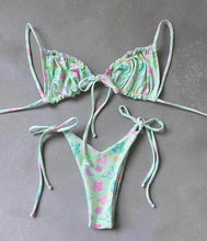 Load image into Gallery viewer, Low Waist Bikini Triangle Swimwear Female String Swimsuit Women Two Piece Swimsuit Swimwear Halter String Triangle Bikini Sets Women Print 2 Piece Suit Push Up Bathing Suit Swim Suit New