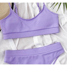 Load image into Gallery viewer, Swimwear Women Swimsuit Push Up Bikinis Fashion Women's Solid Color Bikini Pad Swimwear Swimsuit Beachwear Set Triangle Bikini Bathing Suits