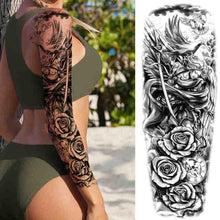 Load image into Gallery viewer, Realistic Full Arm Temporary Tattoos Sleeve Fake Tatoos Warrior Lion Tiger Flower Waterproof Tattoo Stickers For Womens Mens