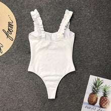 Load image into Gallery viewer, Luxury Black Female Swimsuit Vintage One Piece Ruffled Push Up Tummy Control Swimwear Halter One Piece Slimming Retro Swimsuit Women's Plus Size Push Up Bathing Suit Solid Red Swimwear Women Padded Bathing Suits