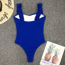 Load image into Gallery viewer, Luxury Black Female Swimsuit Vintage One Piece Ruffled Push Up Tummy Control Swimwear Halter One Piece Slimming Retro Swimsuit Women's Plus Size Push Up Bathing Suit Solid Red Swimwear Women Padded Bathing Suits