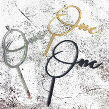 Load image into Gallery viewer, Acrylic One Cake Topper Top Cake One Cake Topper Birthday Cake Topper Double Sided For Anniversaries And Parties Birthday Party Cupcake Toppers Flags Wedding Baby Shower Supplies Lovely Baking Dessert Decorations