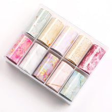 将图片加载到图库查看器,Nail Foils Marble Flower Series Iridescent Nail Art Transfer Sticker Paper Slider Nail Water Decal Design Manicures Decorations Art Manicures Decoration New Gold Nail Transfer Foils for Nail Arts Nails Supply Holographic Effect Nail Art Foil Stickers Hol