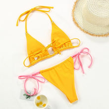Load image into Gallery viewer, Bikini Swimsuit Solid Color Bikini Set Swimwear Bathing Suit Women Bikinis String Beach Women Two Piece Bikini Swimsuit Bathing Suits Halter Triangle Tops String Bikini Sets