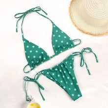 Load image into Gallery viewer, Bikini Swimsuit Solid Color Bikini Set Swimwear Bathing Suit Women Bikinis String Beach Women Two Piece Bikini Swimsuit Bathing Suits Halter Triangle Tops String Bikini Sets