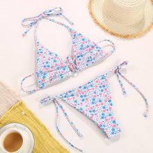 Load image into Gallery viewer, Bikini Swimsuit Solid Color Bikini Set Swimwear Bathing Suit Women Bikinis String Beach Women Two Piece Bikini Swimsuit Bathing Suits Halter Triangle Tops String Bikini Sets