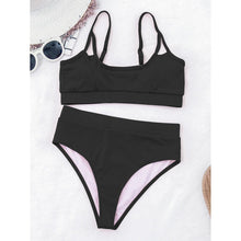 将图片加载到图库查看器,Female Push Up Swimsuit Modern Swimwear For Women Bikinis High Waist Bikini Set Solid Bikini 2 Piece Swimsuit Bathing Suits Women Bathing Suit High Waist Bikini Set Sport Wear Swimming Suit Bikini