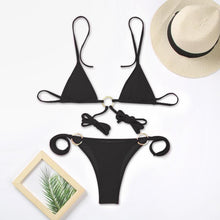 Load image into Gallery viewer, Vintage Print Bikini Female Handwork Small Ruffle Swimming Suit For Women Swimwear High Cut Bikini Set String Print Halter String Triangle Bikini Set Luxury Swimwear Two Piece Swimsuit