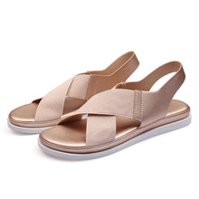 Load image into Gallery viewer, Summer Comfy Slip On Women Sandals Elastic Textile Sandals Casual Beach Shoes For Woman Classics Non-slip Lightweight Flat Sandals Fashion Sandals Ankle Strap Flat Sandals