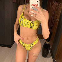 Load image into Gallery viewer, Leopard Bikini Women Swimwear Female Swimsuit Women Two Pieces Scalloped Bikini Set Swimsuits Bathing Suit Two-pieces Bikini Set Bather Bathing Suit