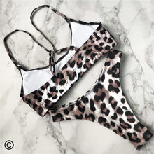 Load image into Gallery viewer, Leopard Bikini Women Swimwear Female Swimsuit Women Two Pieces Scalloped Bikini Set Swimsuits Bathing Suit Two-pieces Bikini Set Bather Bathing Suit