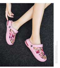 将图片加载到图库查看器,Mens Womens Sandals Hole Shoes Rubber Clogs Couple Garden Shoes Color Printing Air Cushion Beach Sandals Unisex Garden Clogs Lightweight Slip On Women Men Beach Sandals Water Shoes