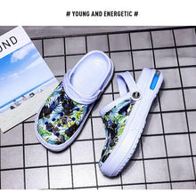 将图片加载到图库查看器,Mens Womens Sandals Hole Shoes Rubber Clogs Couple Garden Shoes Color Printing Air Cushion Beach Sandals Unisex Garden Clogs Lightweight Slip On Women Men Beach Sandals Water Shoes