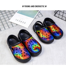 将图片加载到图库查看器,Mens Womens Sandals Hole Shoes Rubber Clogs Couple Garden Shoes Color Printing Air Cushion Beach Sandals Unisex Garden Clogs Lightweight Slip On Women Men Beach Sandals Water Shoes