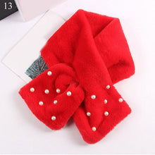 Load image into Gallery viewer, New Winter Solid Color Warm Thicken Soft Collar Scarf Faux Rabbit Fur Neckerchief Plush Warm Hot Scarfs Cross Collar Scarf Shawl Solid With Pearl Elegant For Women