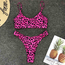 Load image into Gallery viewer, Leopard Bikini Women Swimwear Female Swimsuit Two-piece Bikini Set Comfortable Bathing Suit Swim Lady High Waist Bikini Set For Women Athletic Two Piece Soft Swimsuit Sporty Scoop Neck Bathing Suit