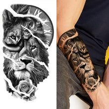 Load image into Gallery viewer, Luxury Black Forest Tiger Wolf Tattoo Sticker Temporary Tattoo Animals Colorful Big Tattoo Stickers For Mens Womens