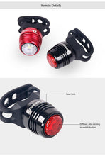 Load image into Gallery viewer, Bicycle Rear Light Bike Warning Lamp USB Charge Red White Light Color Safety Headlight Bike Tail Light Rechargeable Ultra Bright Bike Rear Light USB Rechargeable Bike LED Light