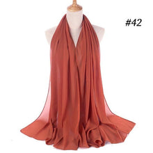 Load image into Gallery viewer, New Long Solid Colorful Soft Chiffon Hijab Elegant Scarf Wrap Lightweight Islamic Head Wear Escharpe Shawls Headband Stole Muslim Hijabs Wrap Headscarf Scarves Colors For Women