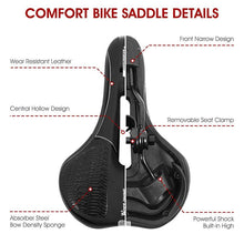 将图片加载到图库查看器,Bike Saddle Mountain Road Bike Seat PU Leather Gel Filled Cycling Cushion Comfortable Shockproof Bicycle Saddle Seat Cushion For Men Comfort Bike Saddle Anti-Slip Bicycle Saddle Waterproof Bicycle Seat For Mountain Bike Seat