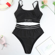 Load image into Gallery viewer, Luxury Women Black Bikini High Waist Swimwear Female 2 Pieces Set Swimsuit Bathing Suit Women Beach Women's High Waisted Bandage Bikini Set Two Piece Push Up Swimsuits
