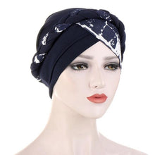 Load image into Gallery viewer, Fashion Soft Cotton Print Braid Turban Lightweight Muslim Turbans Head For Women Women's Hijabs Caps Hat Lightweight Inner Hijab Caps Elegant Arab Wrap Head Scarves Turban Scarf For Women