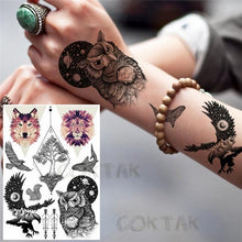 Load image into Gallery viewer, Realistic Black Temporary Small Big Tattoos Space Planets Animals Tatoos Waterproof Face Hands Tattoos For Girls Mens