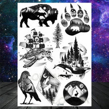 Load image into Gallery viewer, Realistic Black Temporary Small Big Tattoos Space Planets Animals Tatoos Waterproof Face Hands Tattoos For Girls Mens
