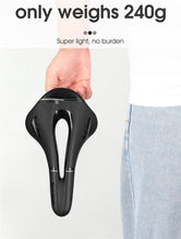 将图片加载到图库查看器,Ultra Light Comfortable Bicycle Saddle Mountain Road Bike Seat Soft Leather Hollow Breathable Cushion Seat Ergonomics Design Breathable Suspension Gel Bike Saddle Cushion For Mountain Bike Road Bike