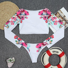 Load image into Gallery viewer, Surfing Swimsuit For Women Bikini Long Sleeve Swimwear Tiger Print Push Up Summer Bath Suit Two Piece Surfing Rash Guard Bikini Long Sleeve Swimsuit Set