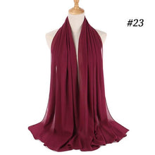 将图片加载到图库查看器,Winter Fashion Long Solid Color Soft Muslim Bubble Chiffon Hijab Scarf Shawls Hijab Elegant Scarf Wrap Lightweight Islamic Head Wear Escharpe Shawls Headband Wraps Lightweight Head Scarves Ladies Hijabs For Women
