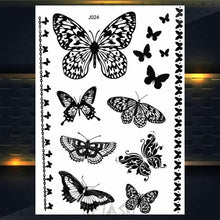 Load image into Gallery viewer, 53 Sheets Black Lace Temporary Tattoos Sticker Butterfly Flower Fake Tatoo Sticker Sexy Black Henna Temporary Tattoos For Women