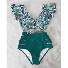 将图片加载到图库查看器,High Waist Bikini Ruffle Swimwear Women Print Swimsuit Push Up Bikinis Plus Size Bathing Suits Floral Beach Wear Bikini Swimsuits for Teen Girls