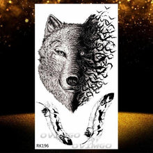 Load image into Gallery viewer, New Black Wolf Forest Sticker Tattoos Temporary Tree Fierce Animal Body Tattoo Luxury Design Custom Tatoos For Mens