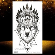 Load image into Gallery viewer, New Black Wolf Forest Sticker Tattoos Temporary Tree Fierce Animal Body Tattoo Luxury Design Custom Tatoos For Mens
