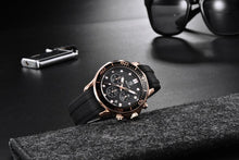 将图片加载到图库查看器,Black Multifunctional Sport Men Watches Luxury Quartz Watches Fashion Chronograph Stylish Elegant Comfortable Watch For Men