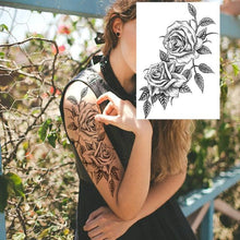 将图片加载到图库查看器,Realistic Tattoos Temporary Womens Flower Sticker Tattoos Waterproof Women Body Art Fake Legs Tattoo Stickers