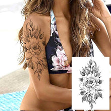 将图片加载到图库查看器,Realistic Tattoos Temporary Womens Flower Sticker Tattoos Waterproof Women Body Art Fake Legs Tattoo Stickers