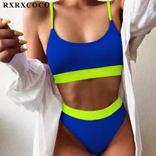 将图片加载到图库查看器,Swimwear Women Ribbed Bathing Suit Female Push Up Bikini Set Women's Bathing Suit Lace up Bikini Ribbed Two Piece Swimsuit Beachwear High Waist Bikini Women's Swimsuit