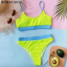将图片加载到图库查看器,Swimwear Women Ribbed Bathing Suit Female Push Up Bikini Set Women's Bathing Suit Lace up Bikini Ribbed Two Piece Swimsuit Beachwear High Waist Bikini Women's Swimsuit