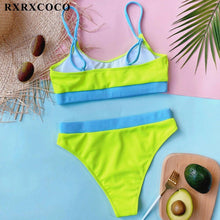 将图片加载到图库查看器,Swimwear Women Ribbed Bathing Suit Female Push Up Bikini Set Women's Bathing Suit Lace up Bikini Ribbed Two Piece Swimsuit Beachwear High Waist Bikini Women's Swimsuit