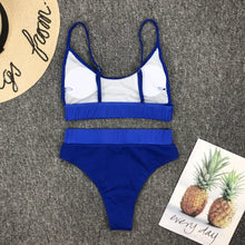 将图片加载到图库查看器,Swimwear Women Ribbed Bathing Suit Female Push Up Bikini Set Women's Bathing Suit Lace up Bikini Ribbed Two Piece Swimsuit Beachwear High Waist Bikini Women's Swimsuit