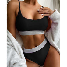 将图片加载到图库查看器,Swimwear Women Ribbed Bathing Suit Female Push Up Bikini Set Women's Bathing Suit Lace up Bikini Ribbed Two Piece Swimsuit Beachwear High Waist Bikini Women's Swimsuit