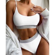 将图片加载到图库查看器,Swimwear Women Ribbed Bathing Suit Female Push Up Bikini Set Women's Bathing Suit Lace up Bikini Ribbed Two Piece Swimsuit Beachwear High Waist Bikini Women's Swimsuit