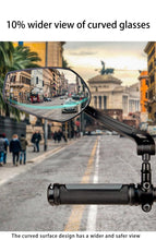Load image into Gallery viewer, Smart Bicycle Stylish Handlebar Design Reflector Rear View Mirror Mountain Bike Electrical Bike Scooter HD Wide-Range Adjustable Angles Mirror Wide Range Back Reflector Vision Adjustable Left Right Mirrors For Road Electric Bike
