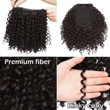 将图片加载到图库查看器,Drawstring Puff Ponytail Afro Kinky Curly Hair Extension Synthetic Clip in Pony Tail African American Hair Extension Short Kinky Curly Pineapple Pony Tail Clip in on Wrap Up-do Hair Extensions for African American Women